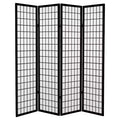 6 ft. Tall Canvas Window Pane Room Divider - Black (4 Panels): Oriental Furniture, Hardwood Frame, No Assembly Required