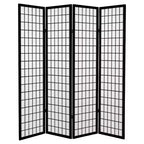 6 ft. Tall Canvas Window Pane Room Divider - Black (4 Panels): Oriental Furniture, Hardwood Frame, No Assembly Required