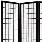 6 ft. Tall Canvas Window Pane Room Divider - Black (4 Panels): Oriental Furniture, Hardwood Frame, No Assembly Required