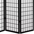 6 ft. Tall Canvas Window Pane Room Divider - Black (4 Panels): Oriental Furniture, Hardwood Frame, No Assembly Required