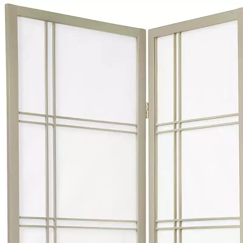 6 ft. Tall Double Cross Shoji Screen - Special Edition - Gray: Hardwood Frame, Lightweight, No Assembly Required