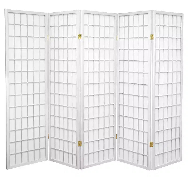 5 ft. Tall Window Pane Shoji Screen - White (5 Panels)