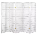 5 ft. Tall Window Pane Shoji Screen - White (5 Panels)