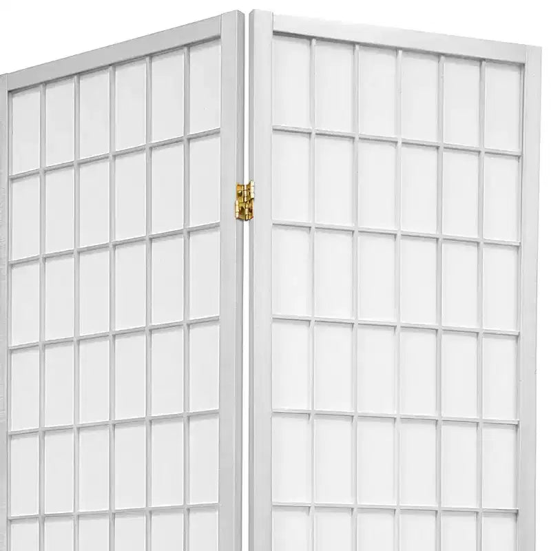 5 ft. Tall Window Pane Shoji Screen - White (5 Panels)