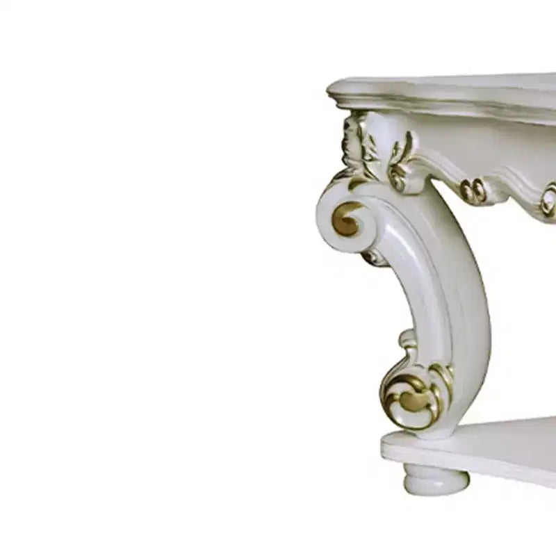 Table basse Vendome 50" finition nacrée antique - Acme Furniture : design carré élégant, pieds sculptés, aucun assemblage requis