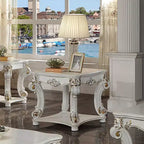Table basse Vendome 50" finition nacrée antique - Acme Furniture : design carré élégant, pieds sculptés, aucun assemblage requis