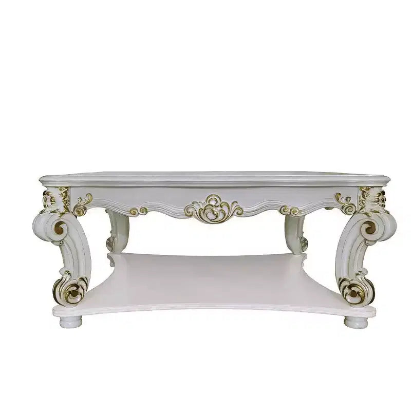 Table basse Vendome 50" finition nacrée antique - Acme Furniture : design carré élégant, pieds sculptés, aucun assemblage requis