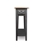 Table d'appoint Favorite Finds, finition ardoise - Leick Home : Dessus en chêne, base noire, tiroir de rangement et étagère