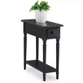 End Table Black - Leick Home: Narrow Side Table with Drawer, Rubberwood, CARB Certified