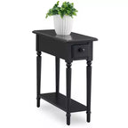End Table Black - Leick Home: Narrow Side Table with Drawer, Rubberwood, CARB Certified