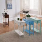 Table d'appoint noire - Leick Home : Table d'appoint étroite avec tiroir, en hévéa, certifiée CARB