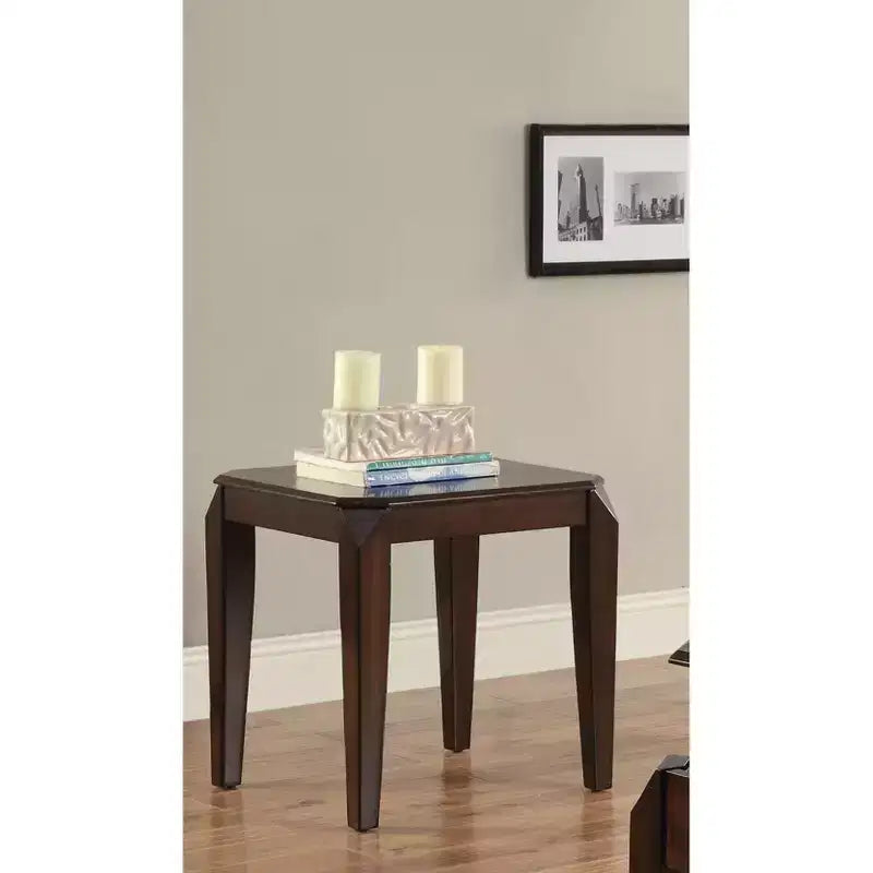 Acme Furniture Docila End Table Walnut: Square Hardwood Frame, Veneer Finish, Living Room Furniture