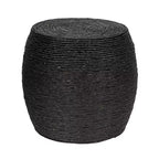 Storied Home Round Rope Barrel Side Table Black