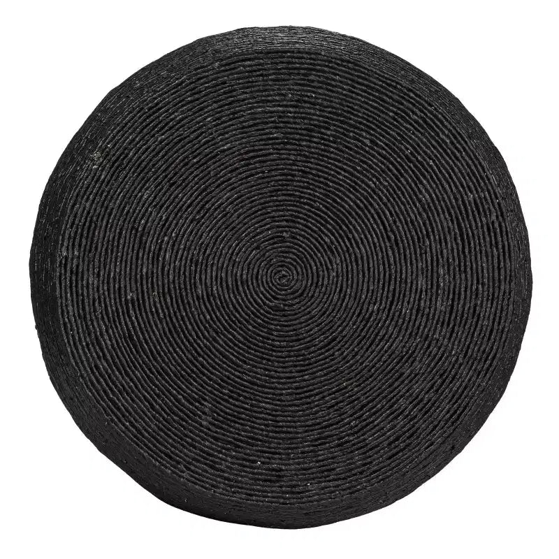 Table d'appoint ronde en corde en forme de tonneau Storied Home - Noire