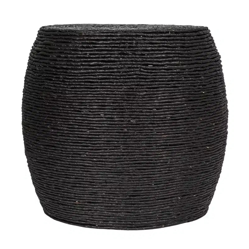 Table d'appoint ronde en corde en forme de tonneau Storied Home - Noire
