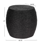 Table d'appoint ronde en corde en forme de tonneau Storied Home - Noire