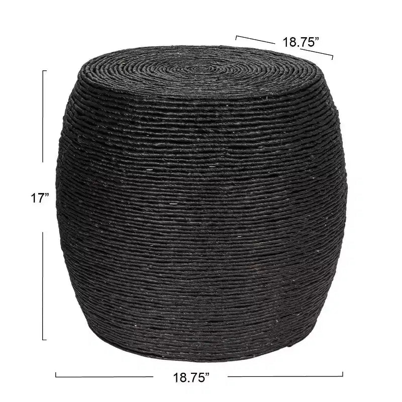 Table d'appoint ronde en corde en forme de tonneau Storied Home - Noire