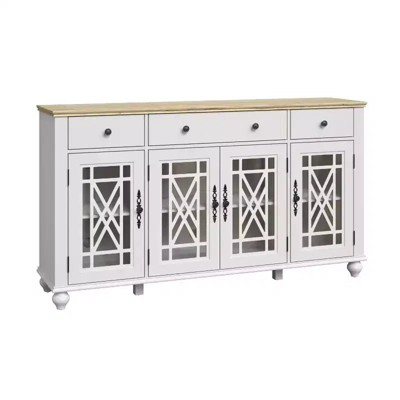 Festivo 63" Vintage Style Storage Accent Buffet Sideboard Cabinet with Drawers White