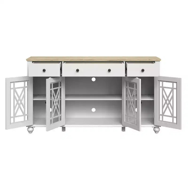 Festivo 63" Vintage Style Storage Accent Buffet Sideboard Cabinet with Drawers White