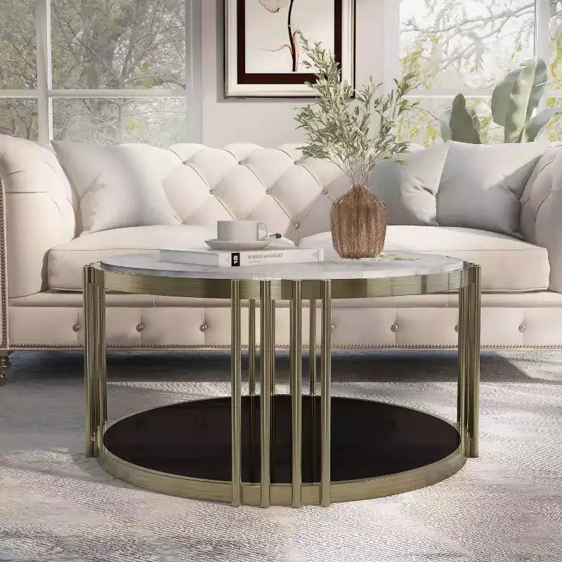 Solstice Glam Coffee Table Antique Brass - HOMES: Inside + Out