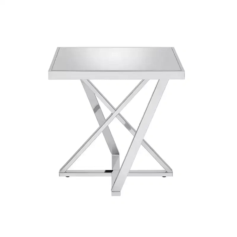 Table d'appoint Drubeck Glam en chrome avec miroirs - HOMES: Inside + Out