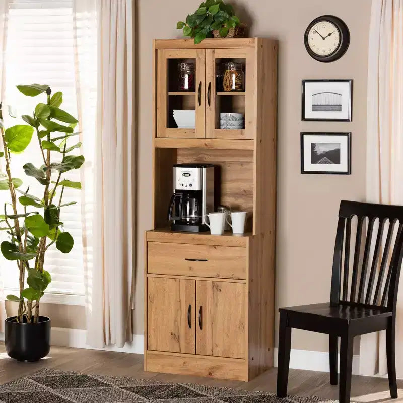 Meuble de cuisine avec huche Laurana Wood Chêne brun – Baxton Studio