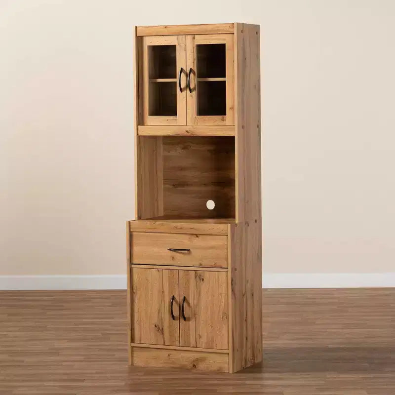 Meuble de cuisine avec huche Laurana Wood Chêne brun – Baxton Studio