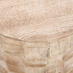 The Urban Port Table d'appoint ronde 20 pouces forme tambour avec motif texturé 3D finition blanc vieilli blanc