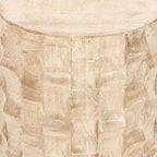The Urban Port Table d'appoint ronde 20 pouces forme tambour avec motif texturé 3D finition blanc vieilli blanc