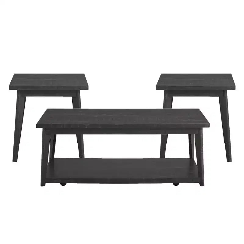 Rory Occasional Table Set Black - Picket House Furnishings: Sleek Mid-Century, 3-Piece Living Room Tables