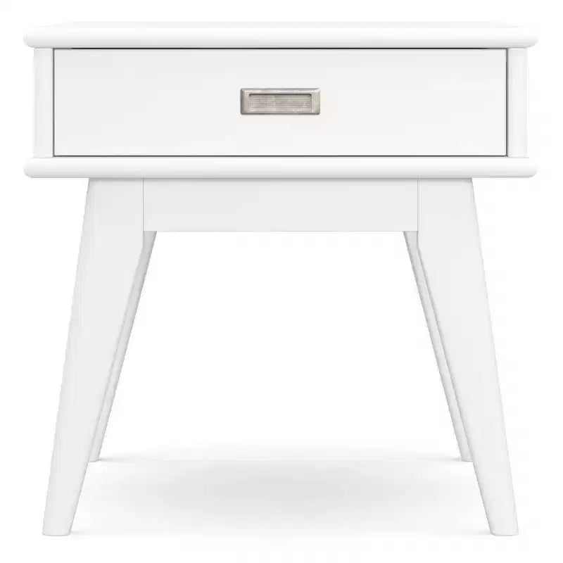 WyndenHall Tierney Table d'appoint moderne du milieu du siècle Blanc