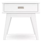 WyndenHall Tierney Table d'appoint moderne du milieu du siècle Blanc