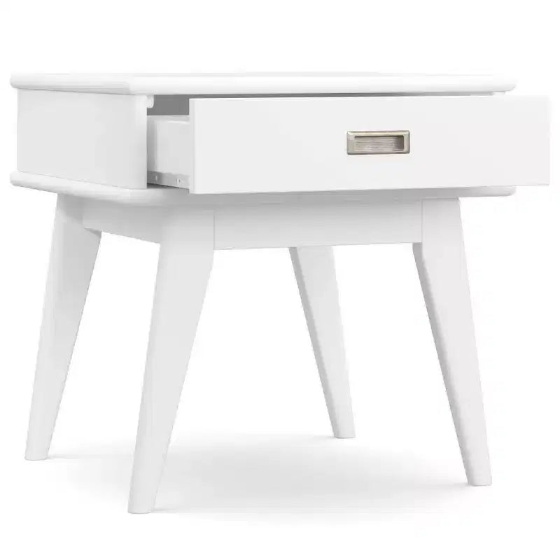 WyndenHall Tierney Table d'appoint moderne du milieu du siècle Blanc