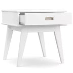 WyndenHall Tierney Table d'appoint moderne du milieu du siècle Blanc