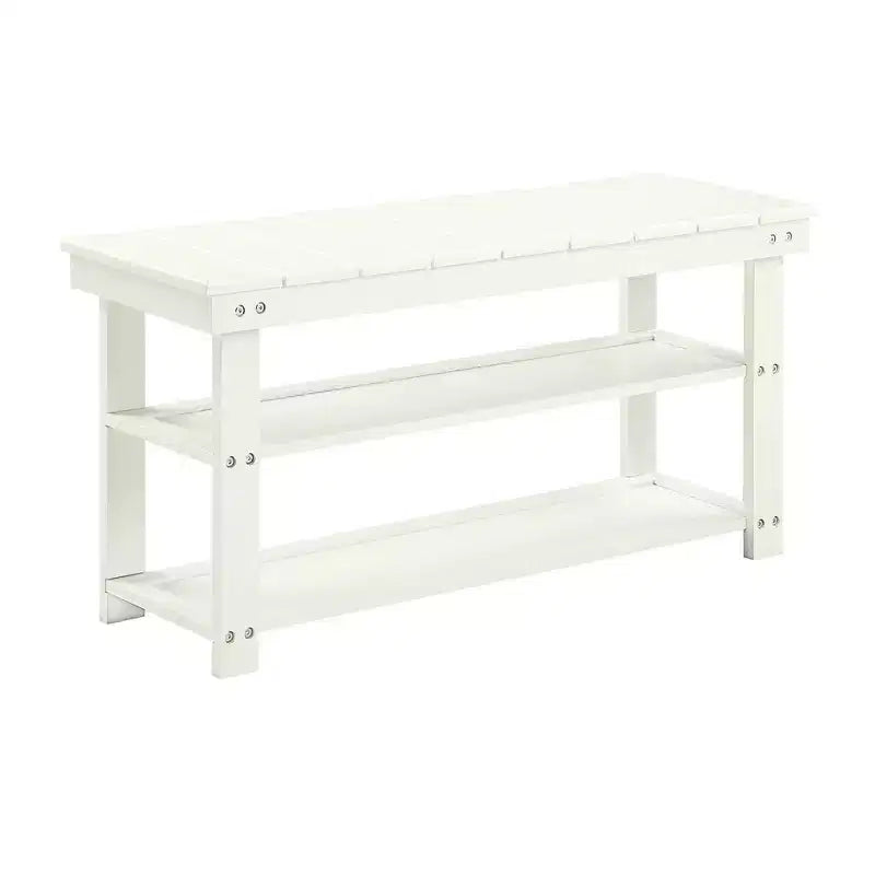 Oxford Utility Mudroom Bench with Shelves Ivory - Breighton Home: Solid Wood Legs, Entryway Seating