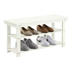Banc Oxford avec étagères pour buanderie, couleur ivoire - Breighton Home : Pieds en bois massif, banquette d'entrée