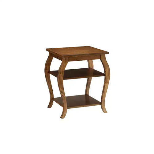 18" Becci Accent Table Walnut Finish - Acme Furniture: Square Design, Wood Veneer Top, Open Shelf Storage
