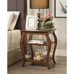 Table d'appoint Becci 18" finition noyer - Acme Furniture : design carré, plateau en placage de bois, étagère de rangement ouverte