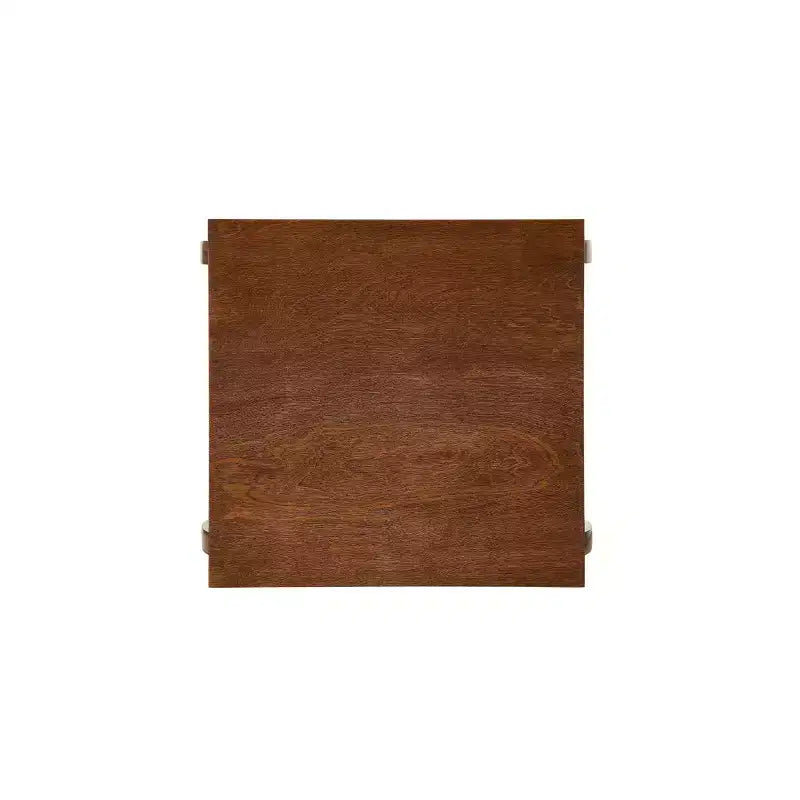 Table d'appoint Becci 18" finition noyer - Acme Furniture : design carré, plateau en placage de bois, étagère de rangement ouverte