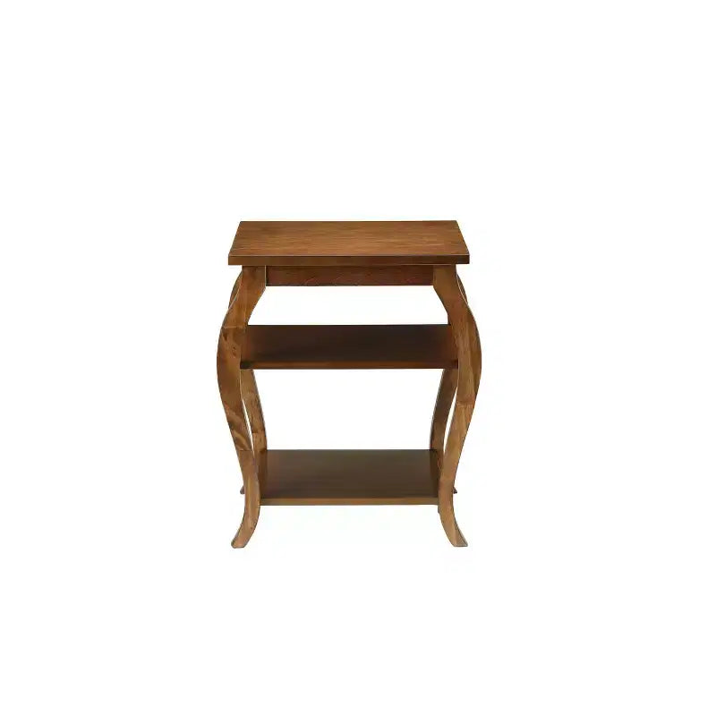 Table d'appoint Becci 18" finition noyer - Acme Furniture : design carré, plateau en placage de bois, étagère de rangement ouverte