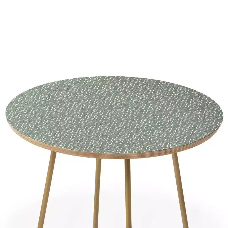 Round Little Arrow Design Co Farmhouse Diamonds Sage Side Table Green/Gold - Deny Designs