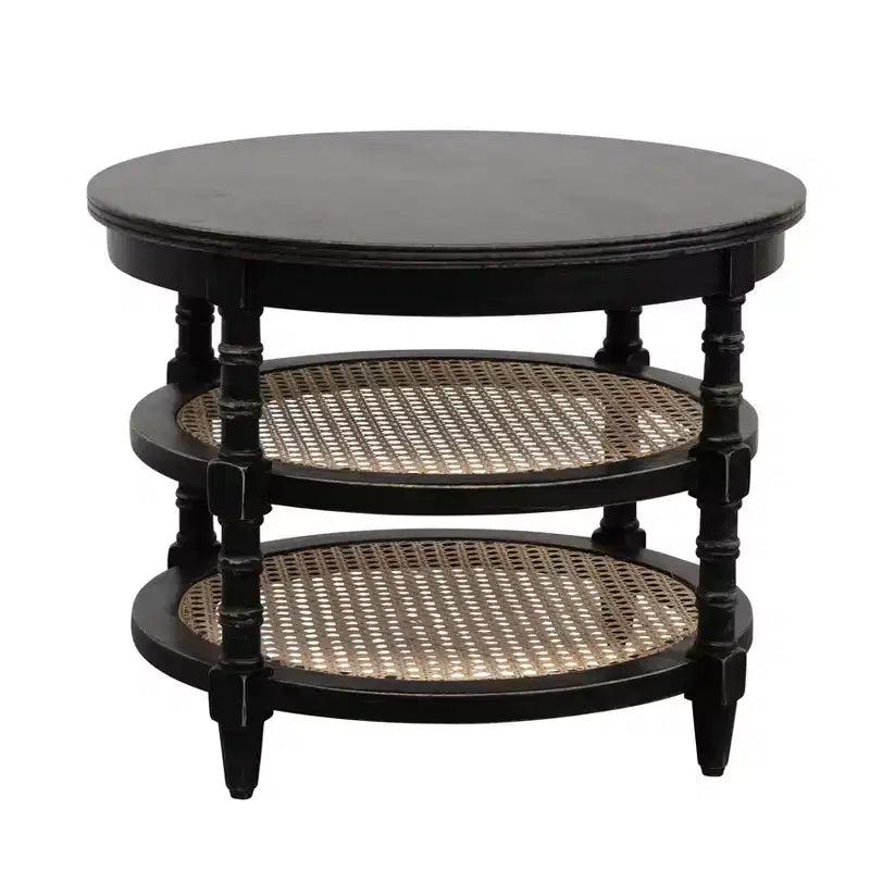Storied Home Round Wood Table Black: Mango Wood End Table, 23.5" x 23.5", 15.4 lbs, Round Shape, 1" Thick Top