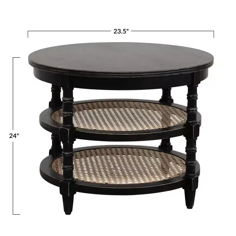 Storied Home Table basse ronde en bois noir : Table d'appoint en manguier, 23,5" x 23,5", 6,9 kg, forme ronde, plateau de 1" d'épaisseur