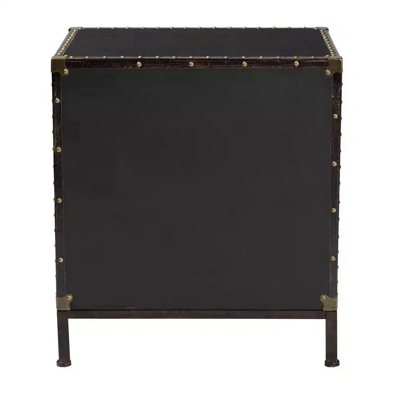 Table de chevet Baxton Studio Laura en toile à 2 tiroirs, malle noire/marron