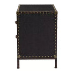 Table de chevet Baxton Studio Laura en toile à 2 tiroirs, malle noire/marron