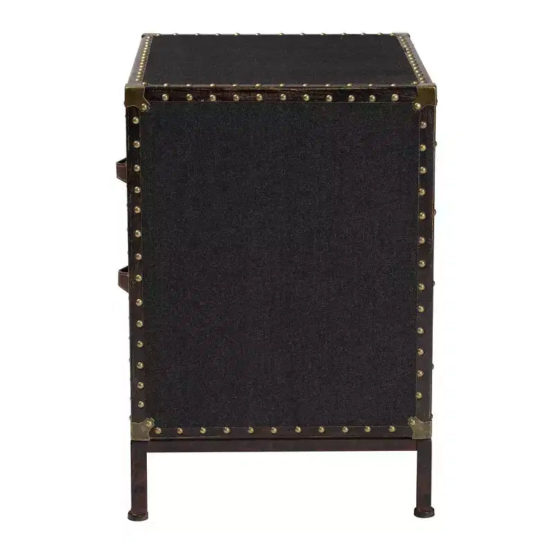Table de chevet Baxton Studio Laura en toile à 2 tiroirs, malle noire/marron