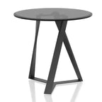 Borrego Round End Table Texture Black/Gray - miBasics: Modern Steel Frame, Tempered Glass, Beveled Edges, 24" x 22.75"