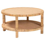 Table basse en rotin de Kalimantan et bois d'acajou, bali & pari, miel clair