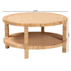 Table basse en rotin de Kalimantan et bois d'acajou, bali & pari, miel clair