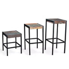 Tabouret industriel en bois de récupération et fer - (H26 x L14 x P14) - Naturel - Timbergirl